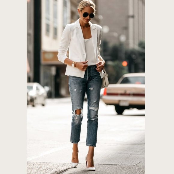 Susielady White Rhinestone Blazer - Picture 1 of 16